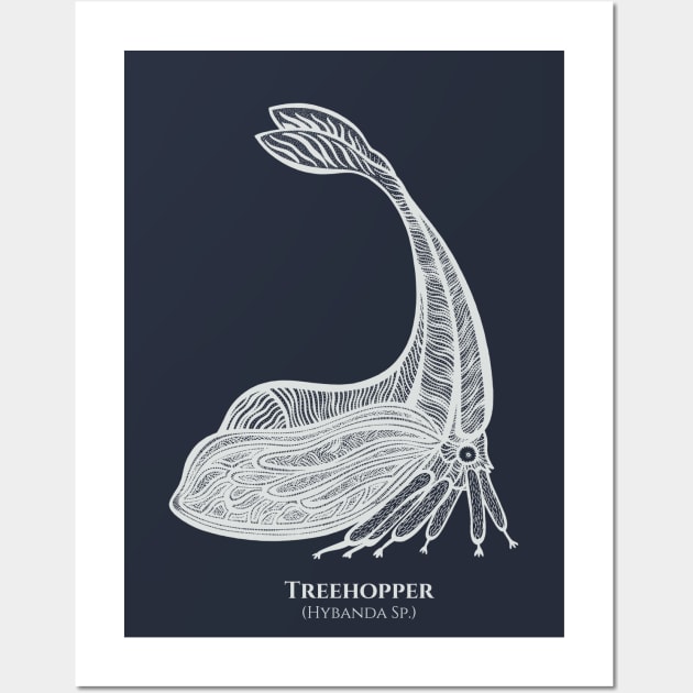 Treehopper Y-Horned - insect with Common and Latin Names Wall Art by Green Paladin